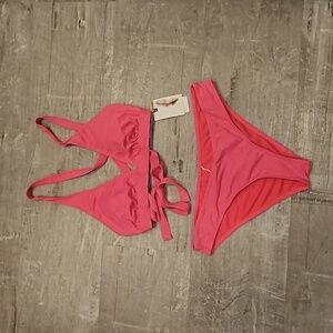 💕JESSICA SIMPSON💕 Glitter Bomb Bikini ~ Pop Pink Large L NWT